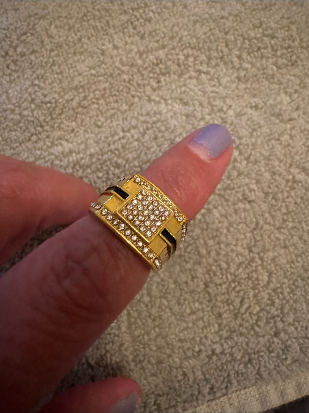 Gold-Tone Pavé Crystal Statement Ring